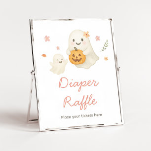 Pink Little Boo Halloween Diaper Raffle Sign