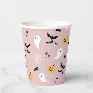 Pink Little Boo Halloween Ghost Paper Cups