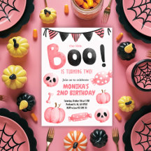 Pink Little Boo Two Girl Halloween 2nd Birthday 