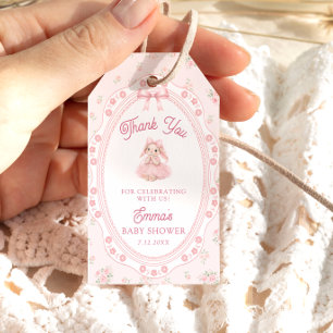 Pink Little Bunny Baby Shower Thank You Gift Tag