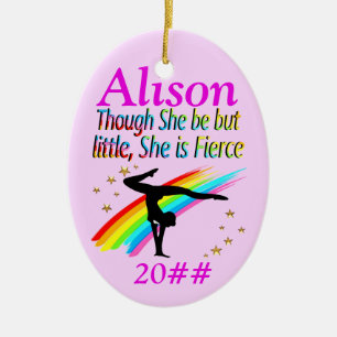 PINK LITTLE BUT FIERCE CUSTOM GYMNAST ORNAMENT