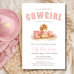 Pink Little Cowgirl Watercolor Baby Shower Flyer