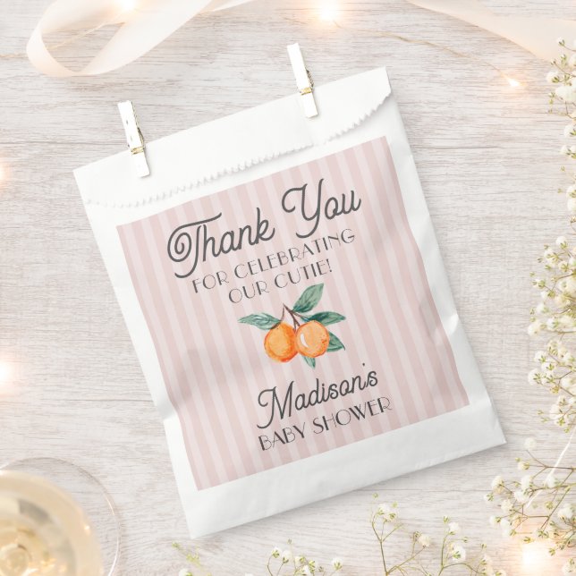 Pink Little Cutie Citrus Baby Shower Cookie Favour Bag (Clipped)