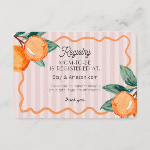 Pink Little Cutie Pastel Citrus Baby Registry Enclosure Card