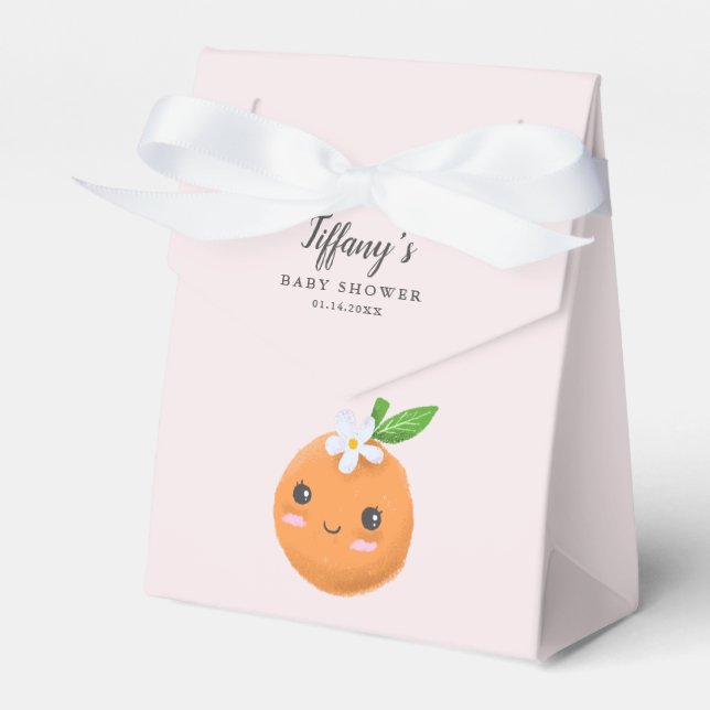 Pink Little Cutie Theme Baby Shower Favor Box (Front Side)