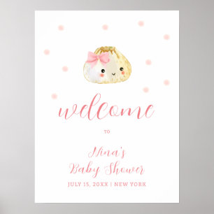 Pink Little Dumpling Girl Baby Shower Welcome Poster