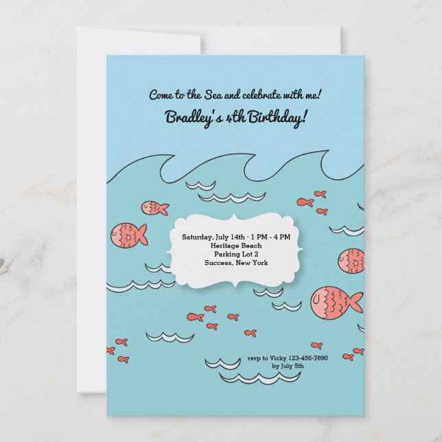 Pink Little Fish Invitation (Front)