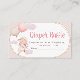 Pink Little Lamb Baby Shower Diaper Raffle Enclosure Card
