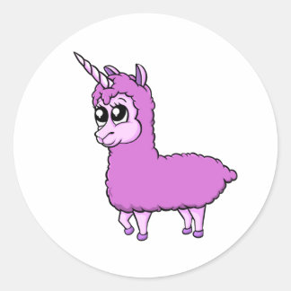 Pink  Little Llamacorn Classic Round Sticker