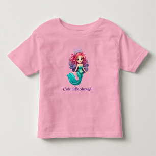 Pink little mermaid princess rainbow colourful kid toddler t-shirt