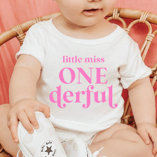 Pink Little Miss ONEderful 1st First Birthday Baby T-Shirt