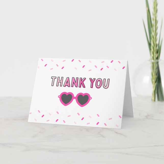 Pink Little Miss Trienager Merci Cartes (Devant)
