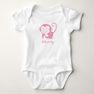 pink little monkey baby bodysuit