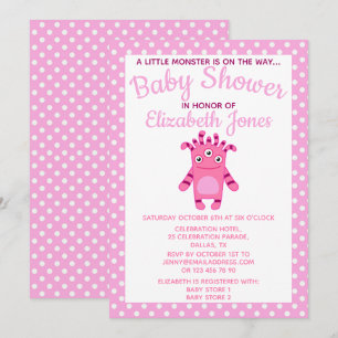 Pink Little Monster Baby Shower Invitation