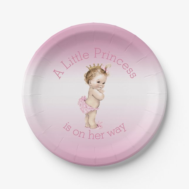 Pink Little Princess Baby Shower Paper Plate (Front)
