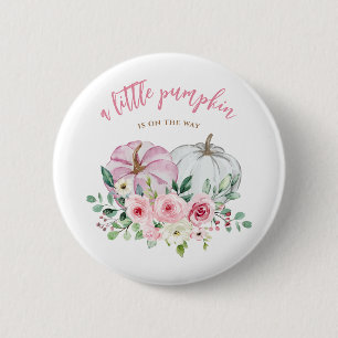 Pink Little Pumpkin Baby Shower 2 Inch Round Button