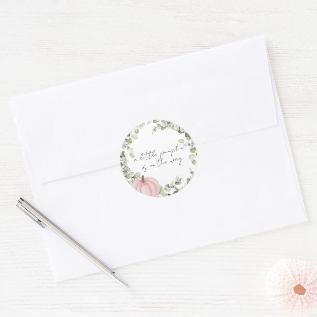 Pink Little Pumpkin Baby Shower Envelope Seal (Envelope)
