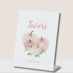 Pink Little Pumpkin Baby Shower Favour  Pedestal Sign