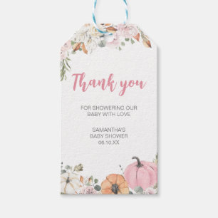 Pink Little Pumpkin Baby Shower Favour Tags