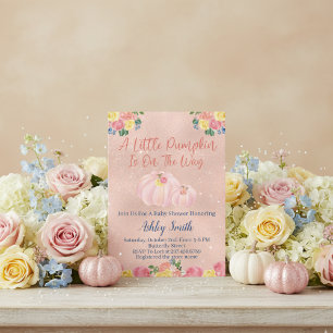 Pink Little Pumpkin Baby Shower Invitation