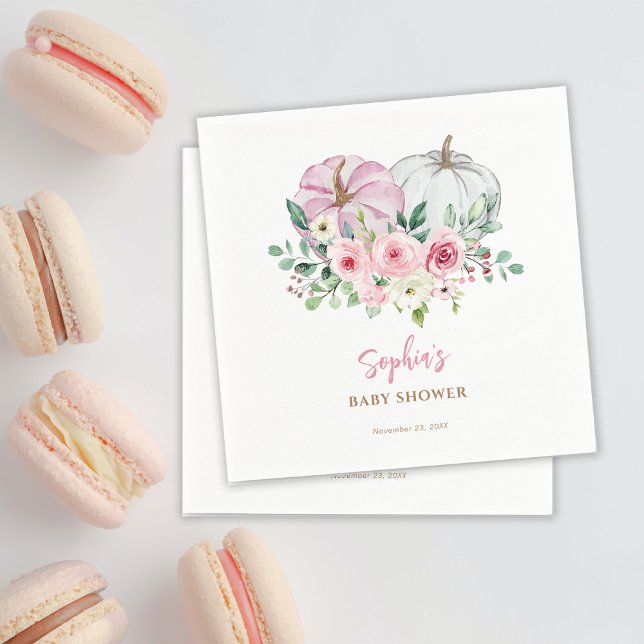 Pink Little Pumpkin Baby Shower Napkin (Creator Uploaded)