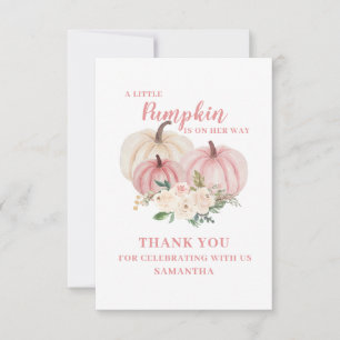 Pink Little Pumpkin Baby Shower  Thank You Card