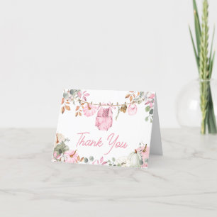 Pink Little Pumpkin Fall Autumn Baby Shower  Thank You Card