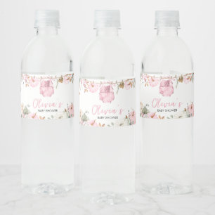 Pink Little Pumpkin Fall Autumn Baby Shower  Water Bottle Label