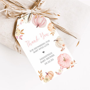 Pink Little Pumpkin Fall Baby Shower Favour Tags