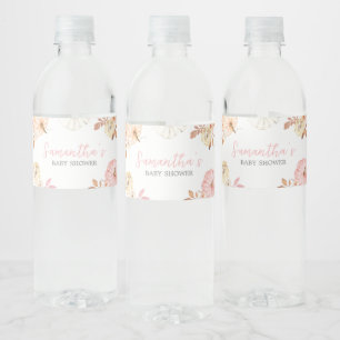Pink Little Pumpkin Fall Baby Shower Water Bottle Label