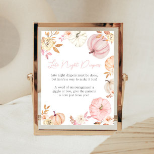 Pink Little Pumpkin Fall Late Night Diapers Sign