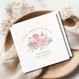 Pink Little Pumpkin Girl Baby Shower  Napkin