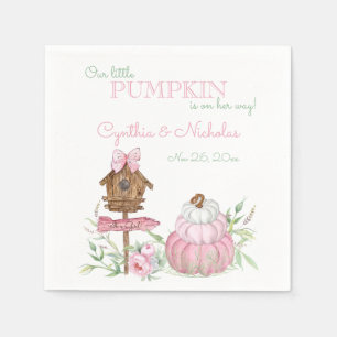 Pink Little Pumpkin Patch Girl Baby Shower Napkin