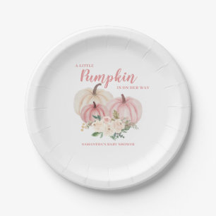 Pink Little Pumpkin Personalized Baby Shower Paper Plate
