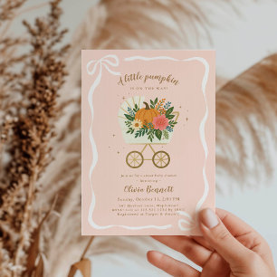 Pink Little Pumpkin Stroller Girl Baby Shower Invitation