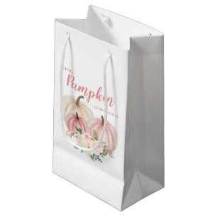 Pink Little Pumpkin Watercolor Baby Shower Small Gift Bag