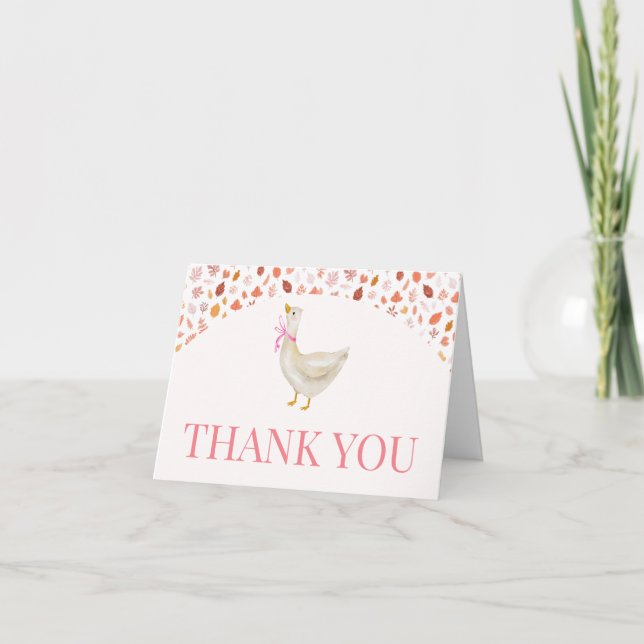 Pink Little Silly Goose Baby Shower Thank You Card (Front)