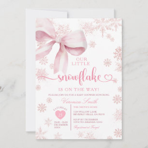Pink Little Snowflake Baby Shower Winter Party Invitation