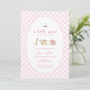Pink Little Sprout Rain Boots Garden Baby Shower Invitation