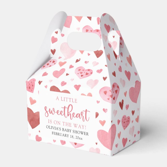 Pink Little Sweetheart Valentine's Day Baby Shower Favor Box (Front Side)