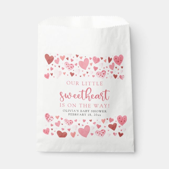 Pink Little Sweetheart Valentine's Day Baby Shower Favour Bag (Front)