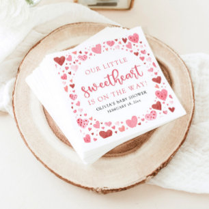 Pink Little Sweetheart Valentine's Day Baby Shower Napkin