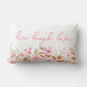 Pink Live Laugh Love Lumbar Pillow