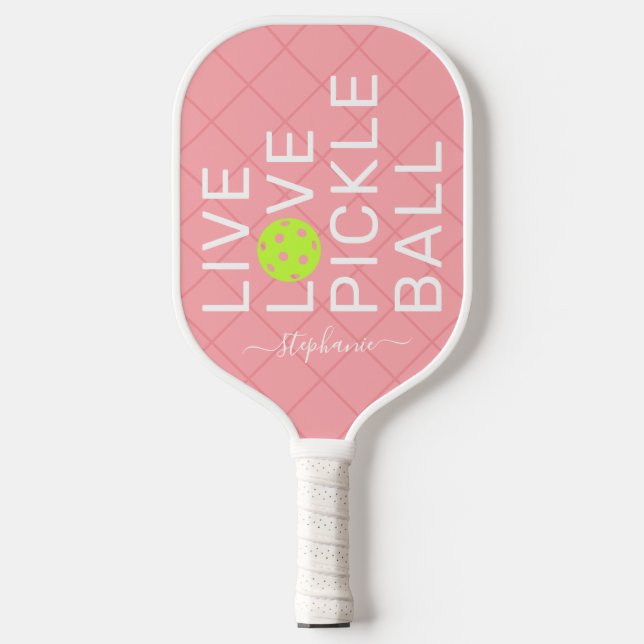 Pink Live Love Pickleball Personalized  Paddle (Front)