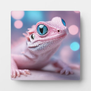 Pink Lizard with Blue Eyes Plaque