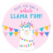 Pink Llama Fun Birthday Thank You Favour