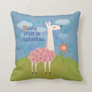 Pink Llama on Hilltop Throw Pillow
