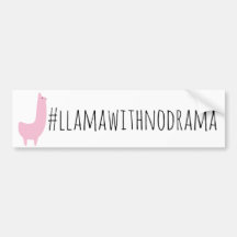 Pink Llama With No Drama Bumper Sticker