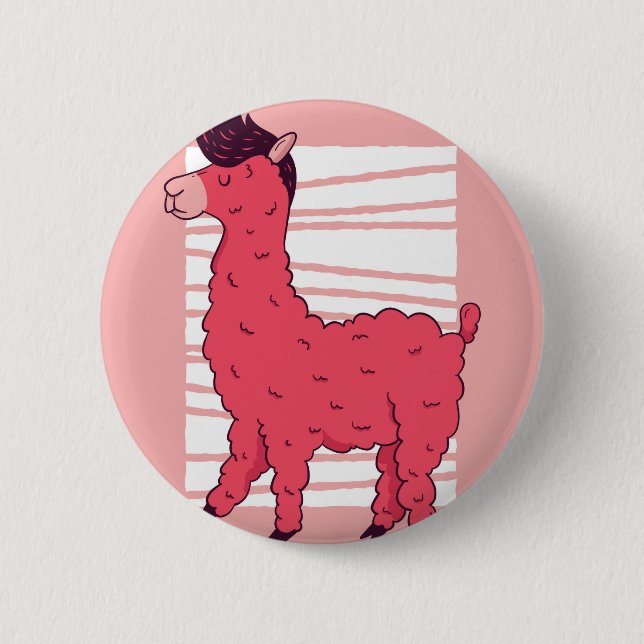 Pink Lllama 2 Inch Round Button (Front)