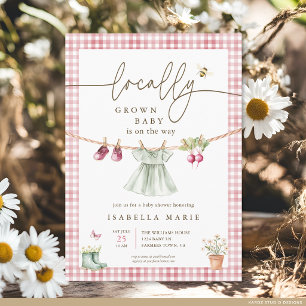 Pink Locally Grown Baby Girl Baby Shower Invitation
